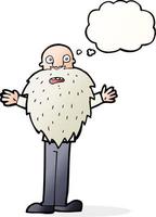 cartoon bearded old man with thought bubble vector