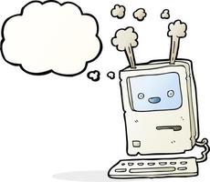 cartoon old computer with thought bubble vector