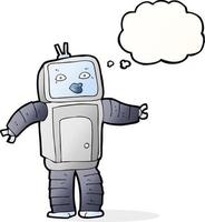 funny cartoon robot with thought bubble vector