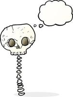 cartoon spooky skull and spine with thought bubble vector