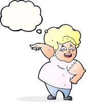 cartoon overweight woman with thought bubble vector