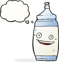 botella de agua de dibujos animados con burbujas de pensamiento vector