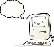 cartoon old computer with thought bubble vector