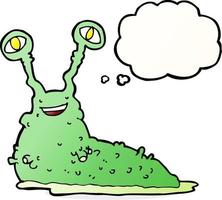 cartoon slug with thought bubble vector