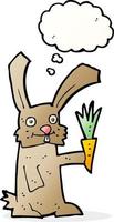 cartoon rabbit with carrot with thought bubble vector