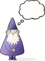 cartoon wizard with thought bubble vector