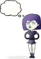 cartoon vampire girl with thought bubble vector