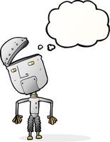 cartoon funny robot with thought bubble vector