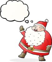 funny waving santa claus cartoon with thought bubble vector
