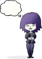 cartoon vampire woman with thought bubble vector