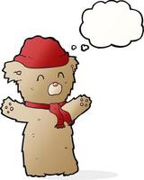 cartoon teddy bear with thought bubble vector