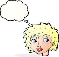 cartoon surprised woman with thought bubble vector