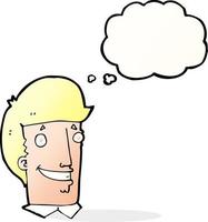 cartoon happy man with thought bubble vector