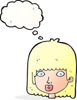 cartoon surprised woman with thought bubble vector