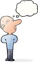 cartoon balding man with thought bubble vector