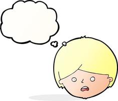 cartoon unhappy boy  with thought bubble vector