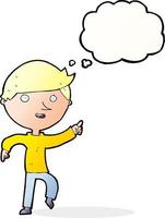 cartoon happy pointing with thought bubble vector