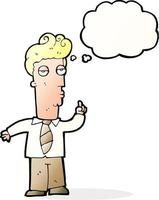 cartoon bored man asking question with thought bubble vector