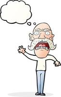 cartoon angry old man with thought bubble vector