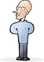 cartoon evil bald man with thought bubble vector