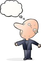 cartoon confused middle aged man with thought bubble vector