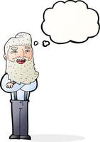 cartoon happy man with beard with thought bubble vector