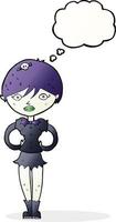 cartoon pretty vampire girl with thought bubble vector