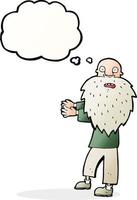 cartoon bearded old man with thought bubble vector