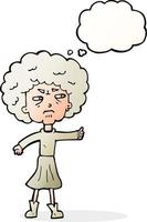 cartoon annoyed old woman with thought bubble vector