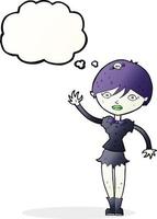 cartoon vampire girl waving with thought bubble vector