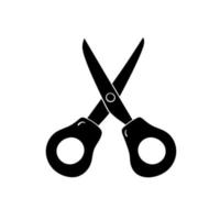 Scissor in simple style, vector illustration. School tool silhouette for print and design. Isolated element on a white background. Back to school concept, hand drawn graphic sketch.