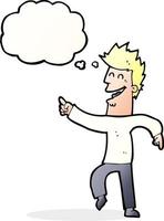 cartoon man pointing and laughing with thought bubble vector