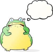 cartoon fat toad with thought bubble vector