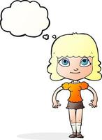 cartoon girl with thought bubble vector