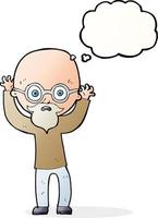 cartoon stressed bald man with thought bubble vector