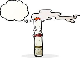 cartoon cigarette character with thought bubble vector