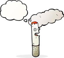 cartoon cigarette with thought bubble vector