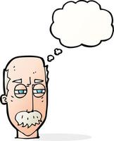 cartoon annoyed old man with thought bubble vector
