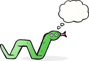 serpiente de dibujos animados divertido con burbuja de pensamiento vector