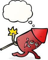 cartoon funny firework character with thought bubble vector