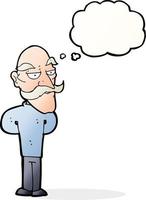 cartoon old man with mustache with thought bubble vector