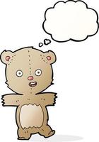 cartoon dancing teddy bear with thought bubble vector