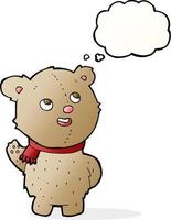cartoon cute teddy bear with scarf with thought bubble vector