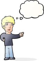 cartoon pointing man with thought bubble vector
