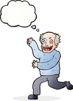 cartoon evil old man with thought bubble vector