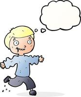 cartoon excited boy with thought bubble vector