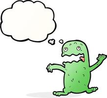 cartoon funny frog with thought bubble vector