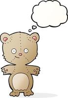 cartoon happy teddy bear with thought bubble vector