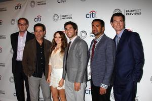 LOS ANGELES, SEP 6 - Rob Greenberg, Tony Shalhoub, Rebecca Breeds, Chris Smith, Kal Pen, Jerry O Connell at the PaleyFest Previews - Fall TV CBS, We Are Men at Paley Center for Media on September 6, 2013 in Beverly Hills, CA photo