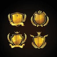 Set of Shield Logo in Gold Color vector